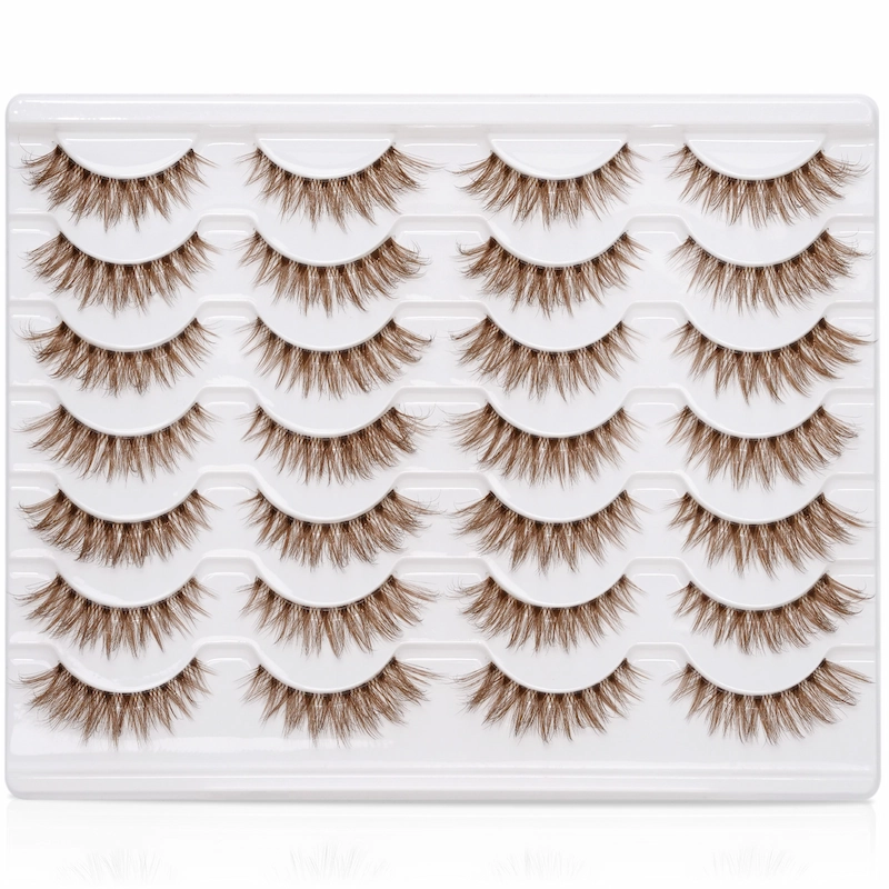 Obeya Brown Color Strip Lashes With Invisible Clear Band Hot Selling Style 3D Effect Look